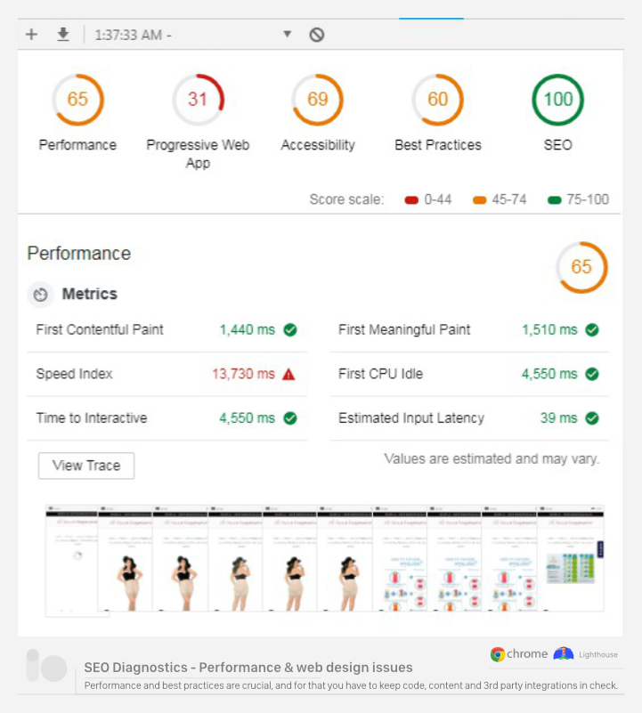 seo diagnostics performance web design issues