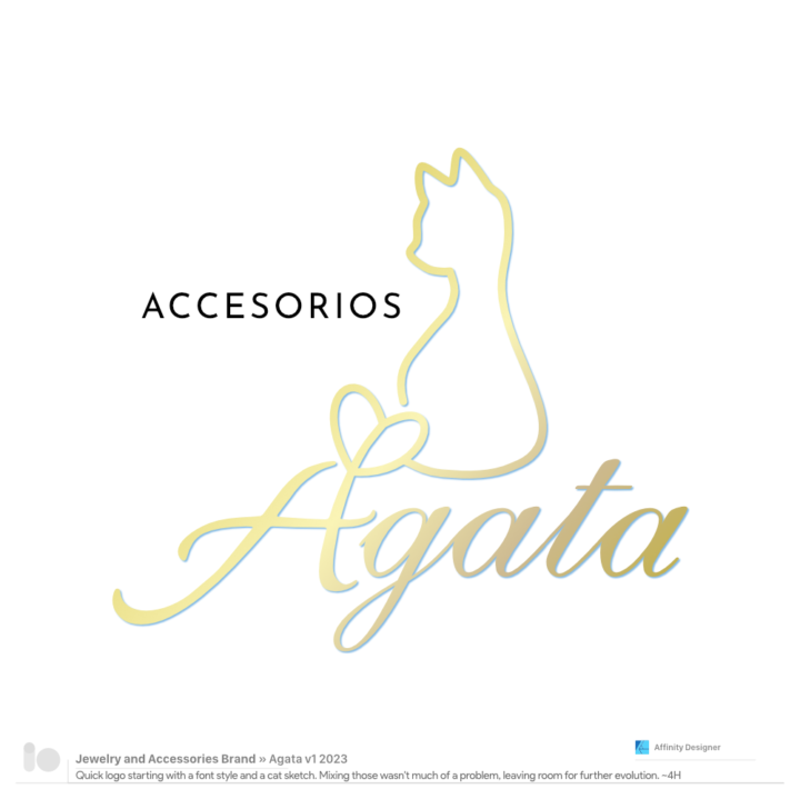 Golden logo for jewelry with cat