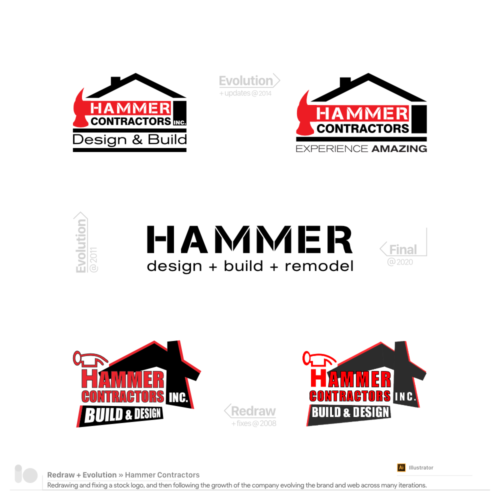 Hammer Contractors logo evolution design