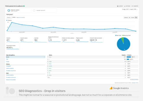 seo diagnostics drop in visitors